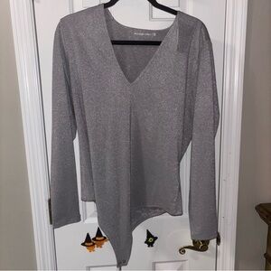 NWT Abercrombie and Fitch Silver Long Sleeve Bodysuit - XXL